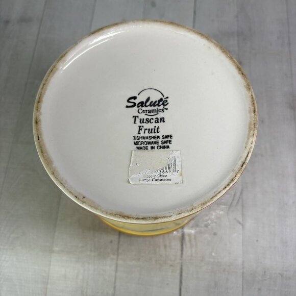 Salute TUSCAN FRUIT Pears Grapes Embossed Dots Ceramic Lidded 9" Large Canister - Picture 9 of 16